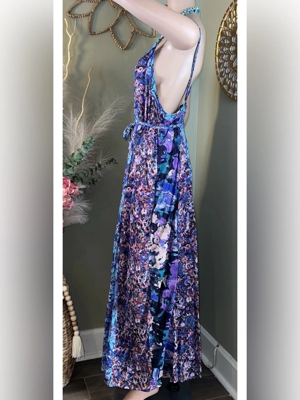🆕 Free People Moondive Maxi Dress Purple Floral Combo Small Boho Beachy
